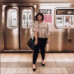 Free People Gold Sequin Top